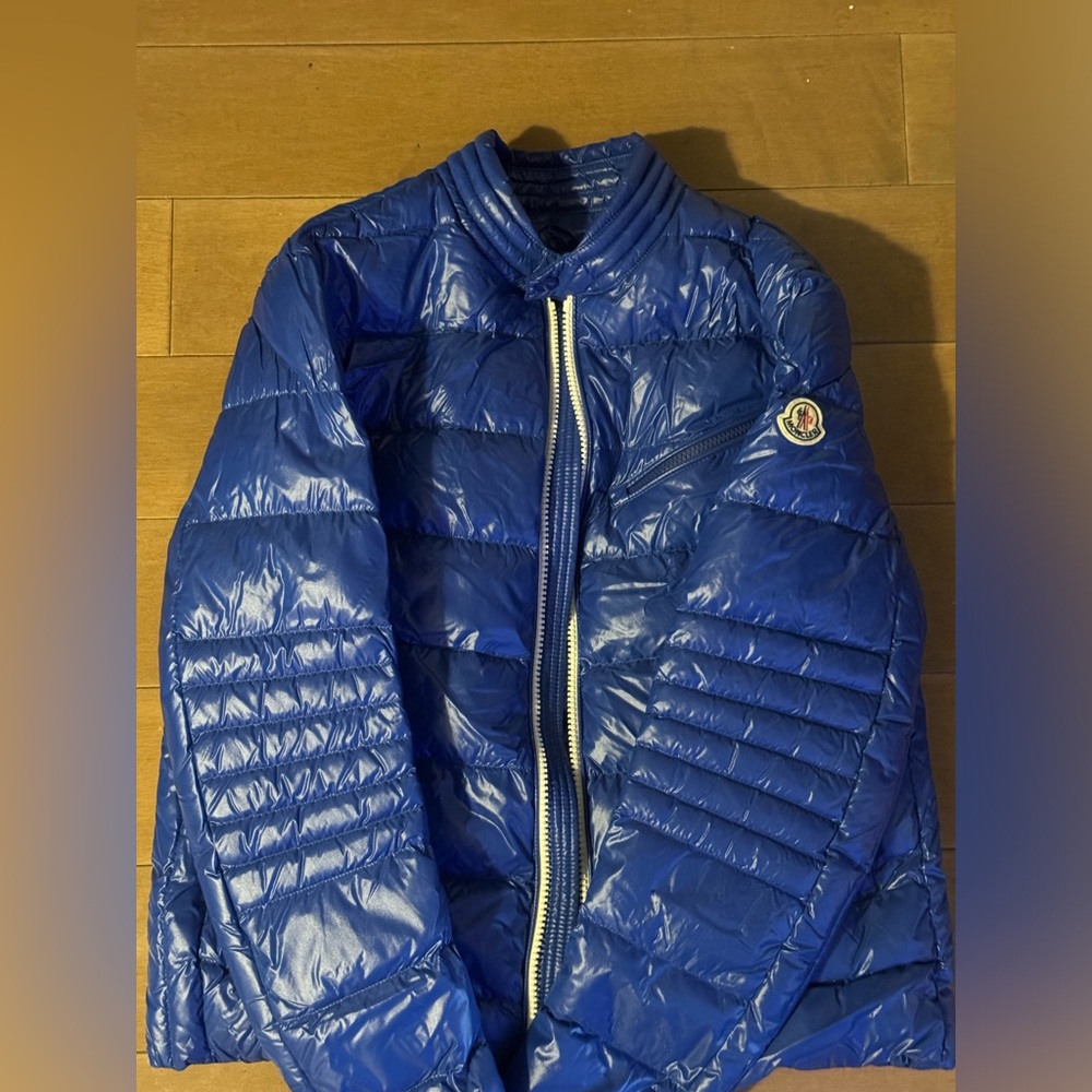 Moncler blue zipped padded jacket